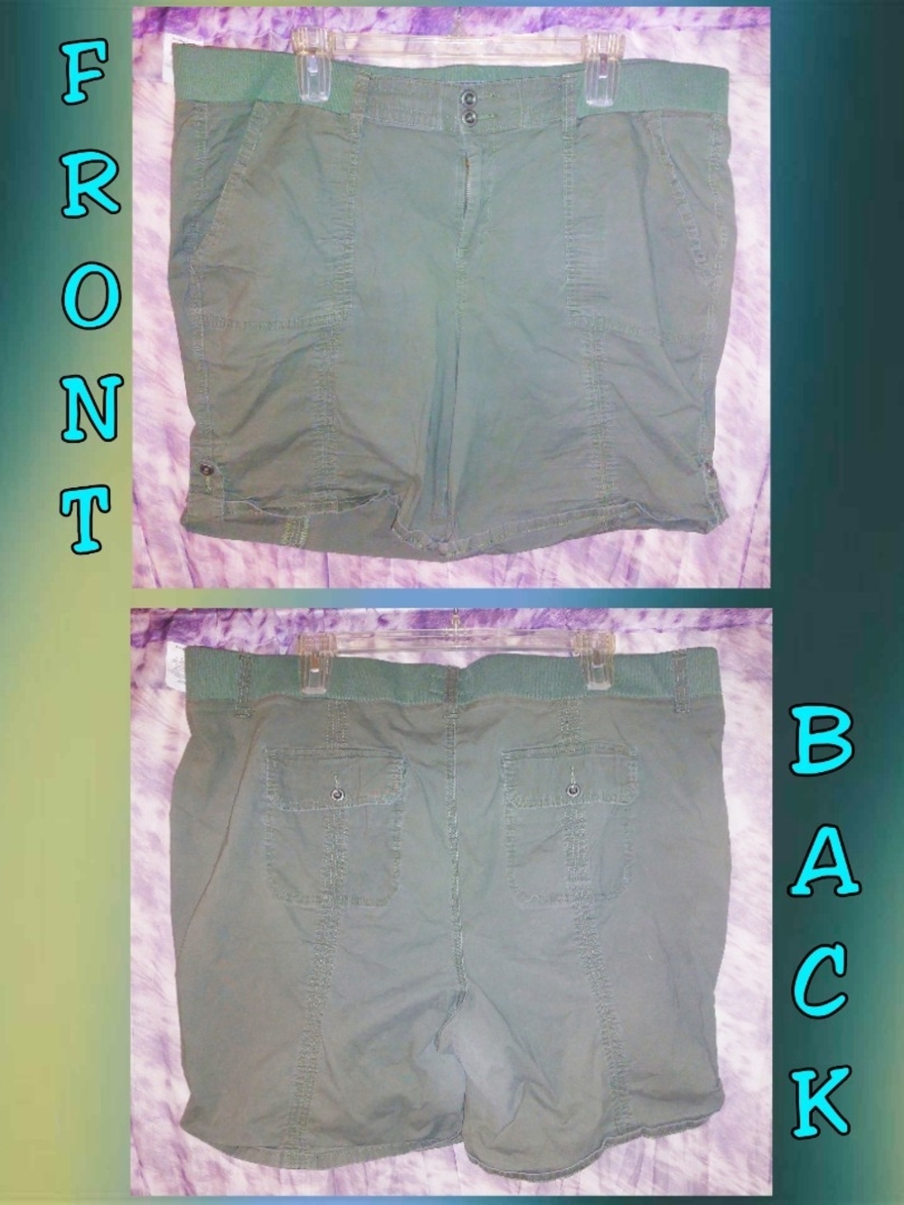 Torrid brand Olive Green Bermuda Stretch Poplin Mid-Rise Shorts Sz 26|4X - Picture 4 of 11